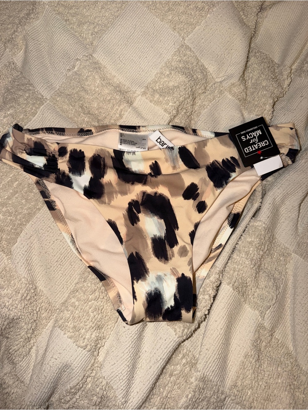 Leopard Print Bikini Bottoms in Beige and Black